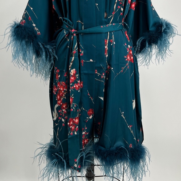 NWT Midi Kimono with feathers - Picture 8 of 13